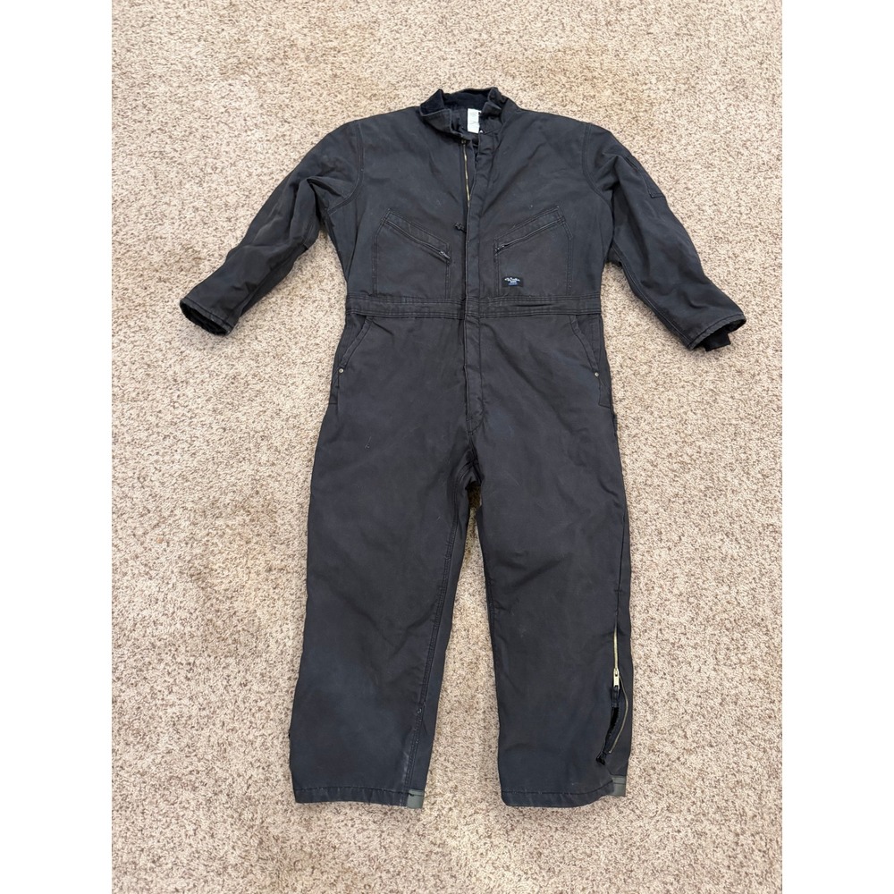 Walls Workwear Insulated Coveralls Mens Black Duck Canvas Quilt Lined 2XL